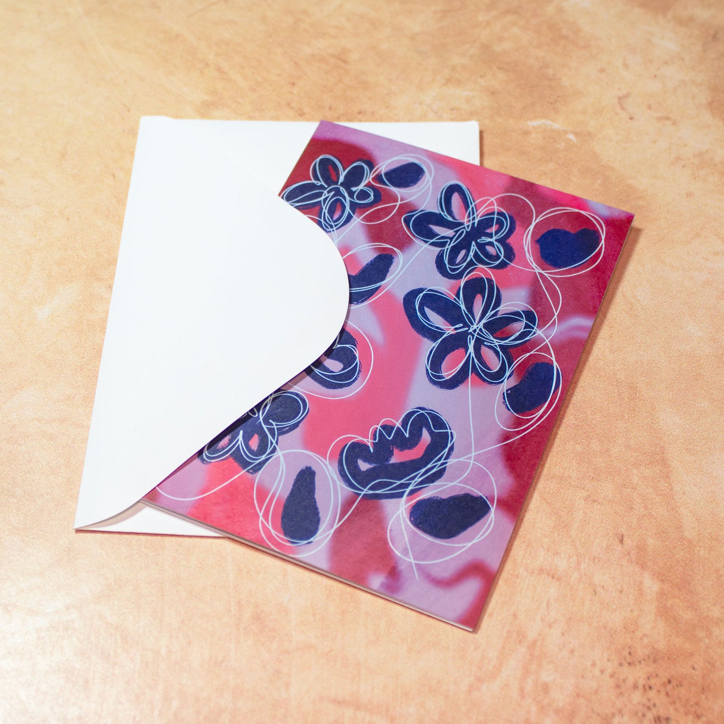 Abstract Blue Flowers Greeting Card