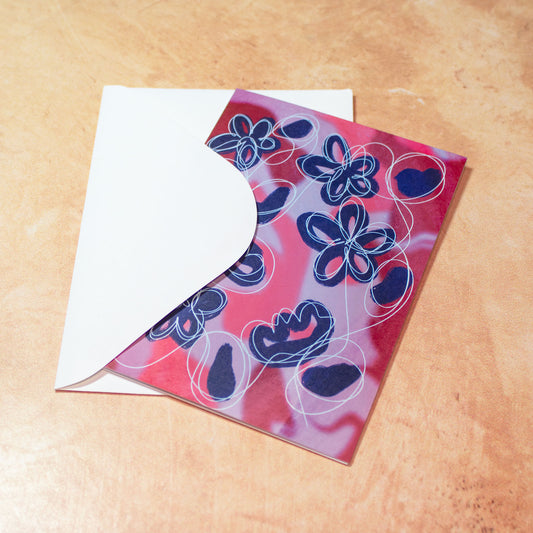 Abstract Blue Flowers Greeting Card