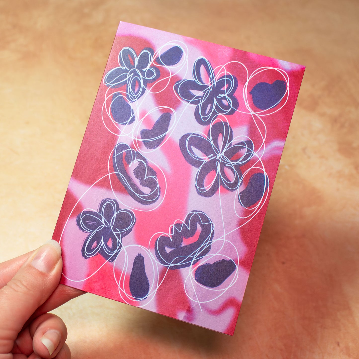 Abstract Blue Flowers Greeting Card