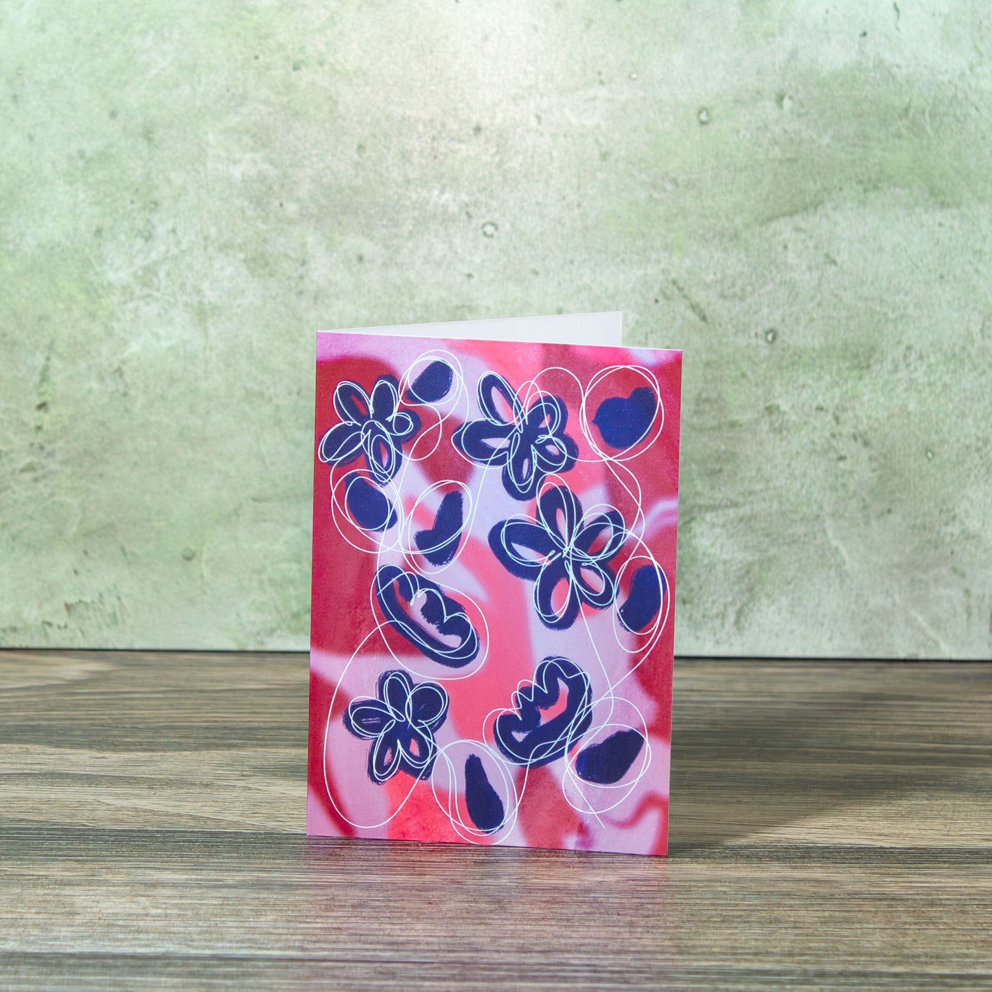 Abstract Blue Flowers Greeting Card