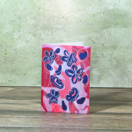 Abstract Blue Flowers Greeting Card