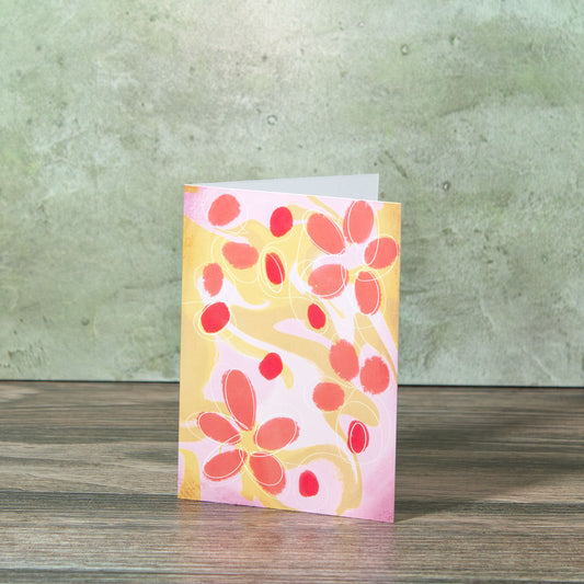 Abstract Pink Flowers Greeting Card
