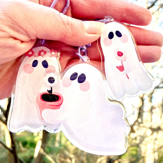 Flower Ghost Keychains