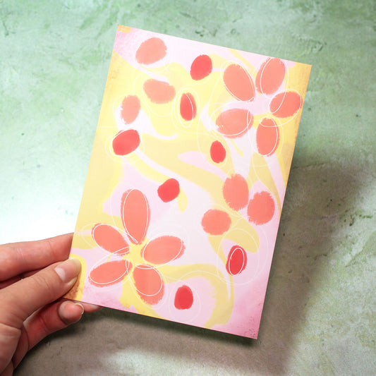 Pink Abstract Flowers Art Print