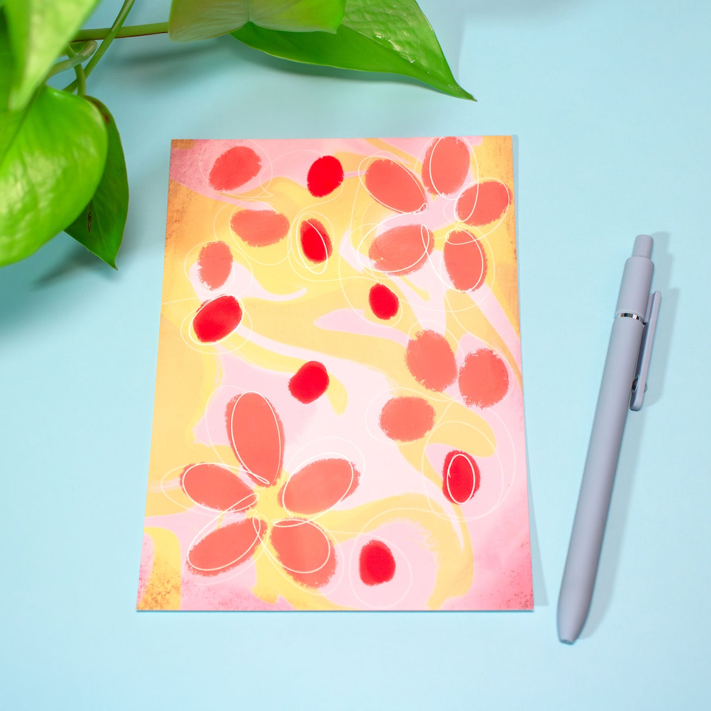 Pink Abstract Flowers Art Print