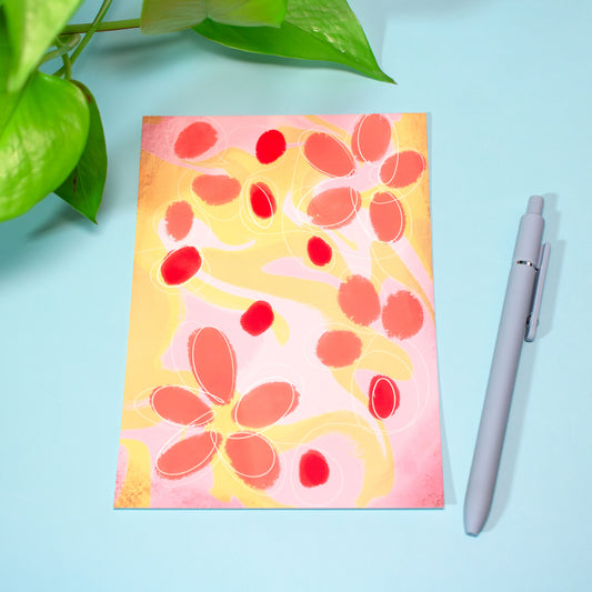 Pink Abstract Flowers Art Print