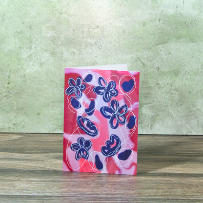 Abstract Blue Flowers Greeting Card