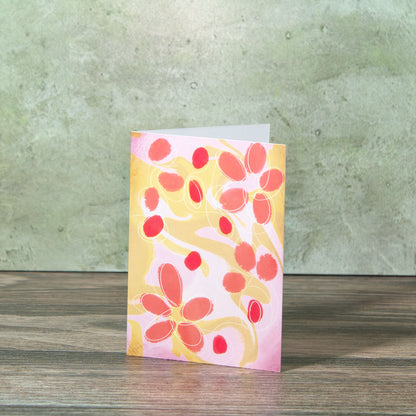 Abstract Pink Flowers Greeting Card