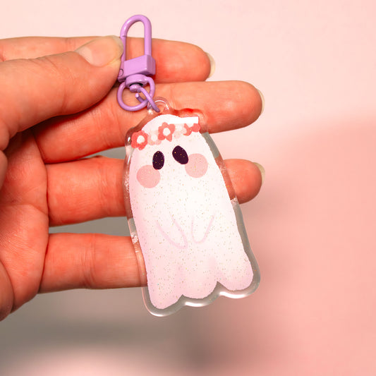 Flower Ghost Keychains