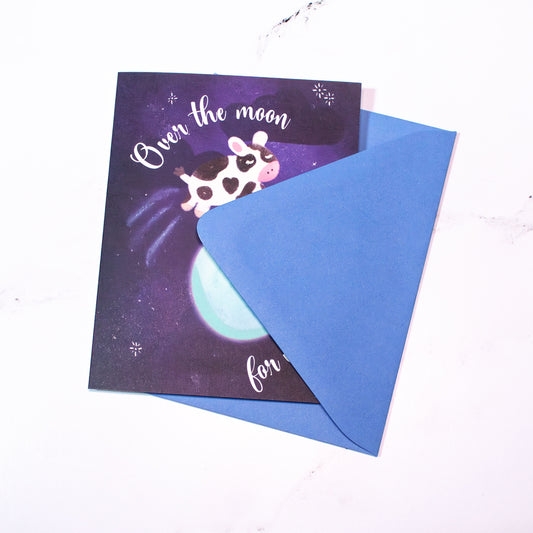 Over the Moon For You Greeting Card
