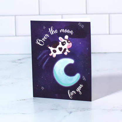 Over the Moon For You Greeting Card